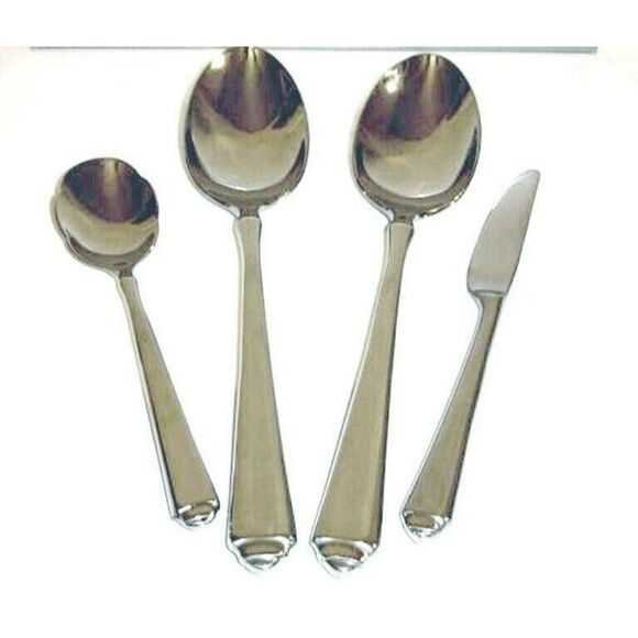 Gorham Crown Tip Serving Set Stainless 4 Pc Sugar Spoon Butter Knife Tablespoon - Picture 1 of 7